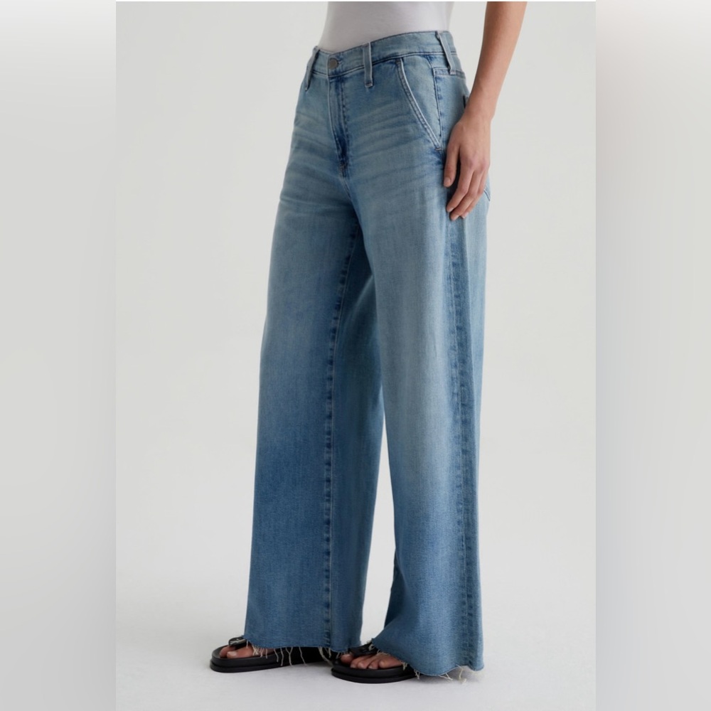 AG Adriano Goldschmied Light Blue Wide Leg Jeans- Stella Ankle - Picture 5 of 10